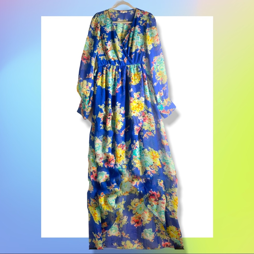 💙BLUE💙 Floral Miss Avenue High Low Dress